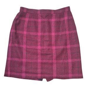Sag Harbor Suit Red Plaid Mini Pencil Skirt Tweed Vintage 90s/Y2K Size 8